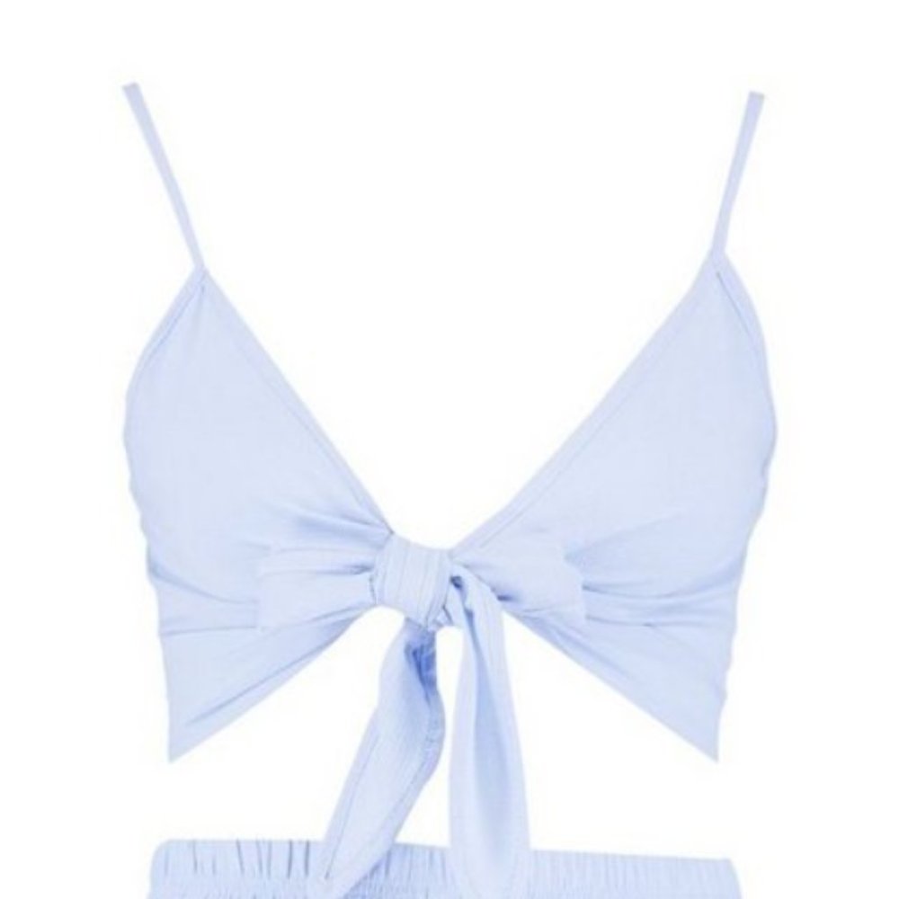Baby Blue Front Tie Crop Top